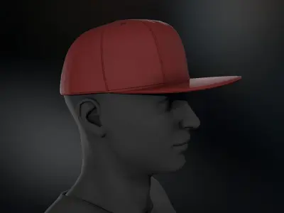 Red Snapback Cap Low-poly 3D model