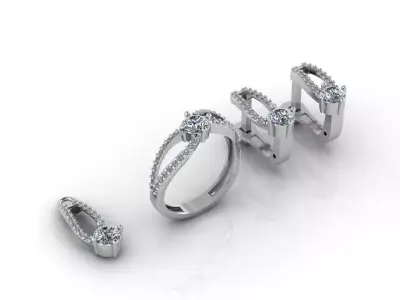 Mini Set Ring Pendant Earrings STL 3DM Womens Jewelry 3D print model