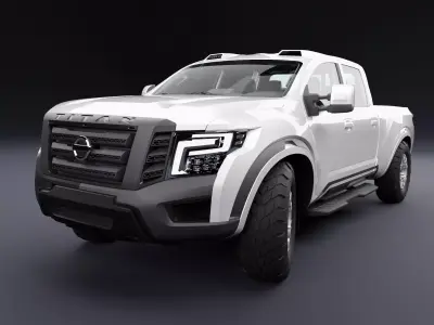 Nissan 4x4 Car Metallic White Low-poly 3D model
