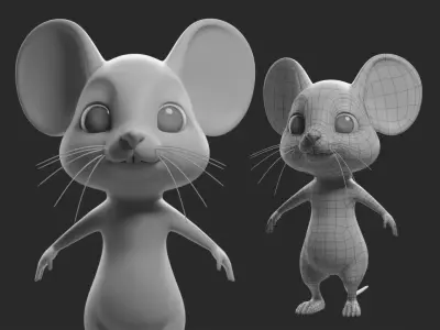 Cartoon Mouse  II Basemesh  Low-poly 3D model