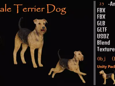 Airedale Terrier Dog Low-poly 3D model