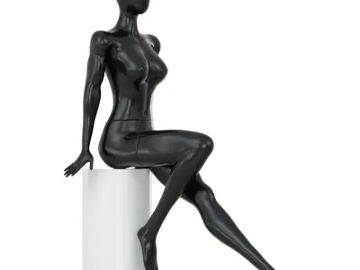 Female abstract mannequin sitting on a stool 75 3D model
