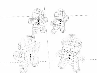 Gingerbread 3d model four people Low-poly 3D model