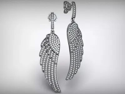 Wings Luxury Diamond Earrings 3D print model