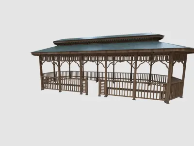 Wood Garden Pergola - Gazebo 04 Low-poly 3D model