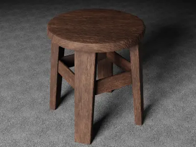 Medieval Stool - Game Ready Low-poly 3D model