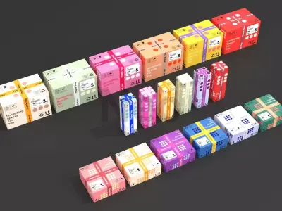 Cardboard Boxes Collection Low-poly 3D model
