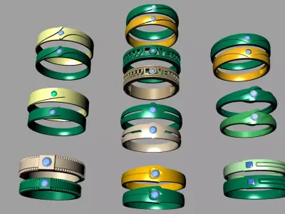 combo 10 wedding rings 3D print model