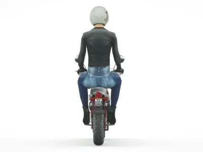 2019 Honda Monkey with Lady Biker Low-poly 3D model