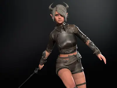 Elf Hunter Low-poly 3D model