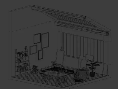 Artist s studio Low-poly 3D model