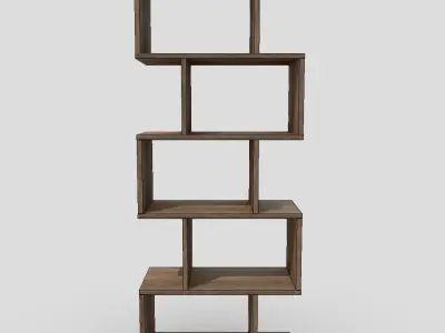 Shelf 8 wooden bookcase with four shelves Low-poly 3D model