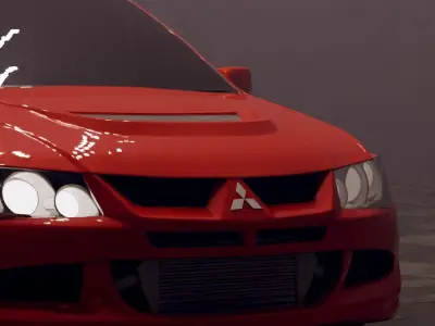 Evo 8 car in fog 3D model