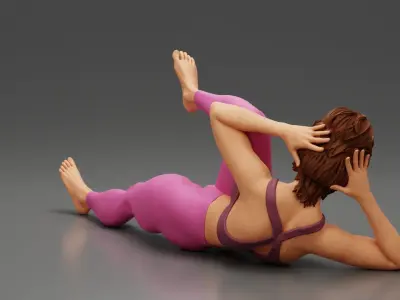 Young Woman Yoga Doing Obliques up Pilates Pose 3D print model