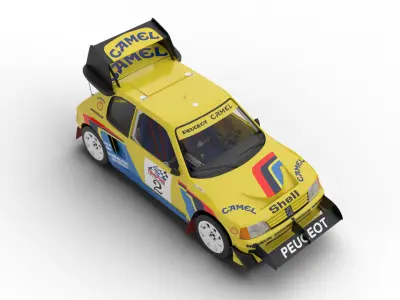 Peugeot 205  T16 Turbo Pikes Peak 1987 3d model 3D model