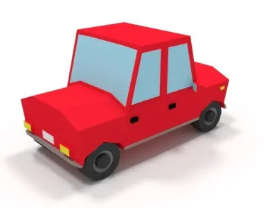 Low Poly Cartoon Car Low-poly 3D model 4