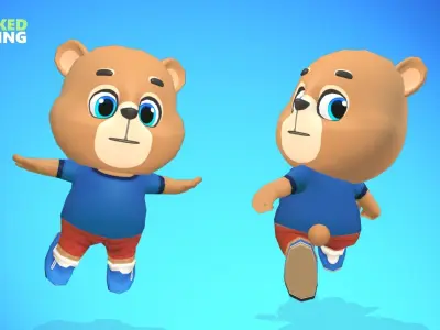 Bear Grizzly Animated Rigged Low-poly 3D model