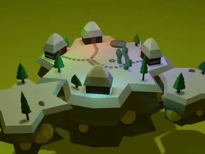 Low Poly Winter  Island Free low-poly 3D model