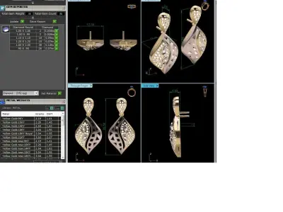 Women Earrings 3dm STL OBJ FBX Render Details 3D print model purchase