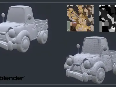 Old Truck Car Unity Game Ready Props Low-Poly Low-poly 3D model