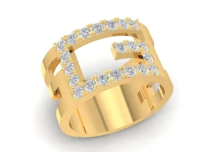 Luxury Initial G Men Ring Jewelry 898 3D print model