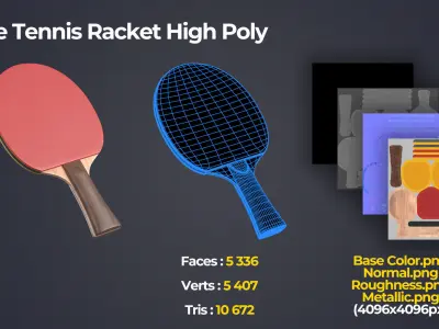 Table Tennis Racket Low-poly 3D model