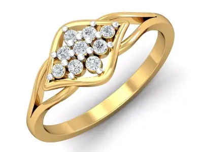 Elegant Gold Diamond Cluster Ring 3D print model