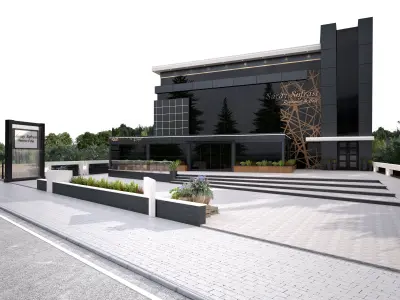 exterior modern building in city 3D model