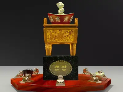 Chinese incense bronze burner 3D model