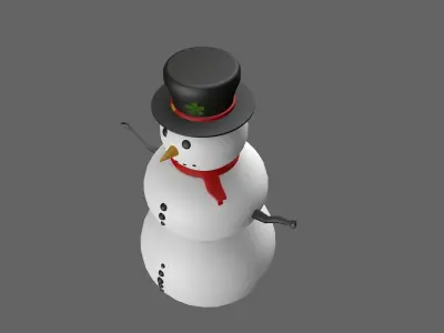 Snowman low poly Low-poly 3D model