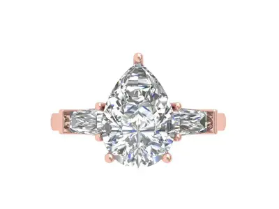 Pear 3 Stone Ring 3D print model