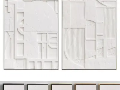 Plaster Two Photo Frame 211 Low-poly 3D model