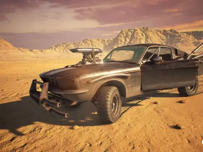 Post Apocalyptic car Low-poly 3D model