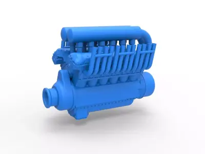 Engine V12 for pulling tractor Scale 1 to 25 3D print model