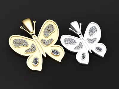 butterfly pendant 3D printable model  3D print model