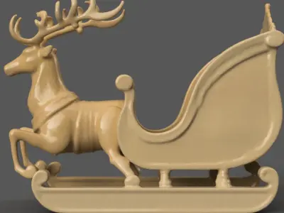 Santa Sleigh Christmas Decorations planter - vase - garden 5 3D print model