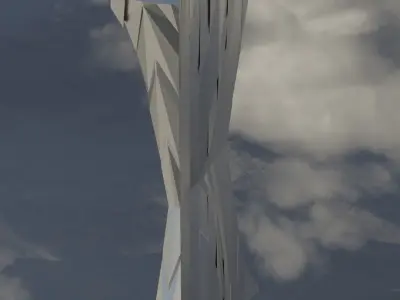 Silver Futuristic Cubic Structure Pillar Low-poly 3D model