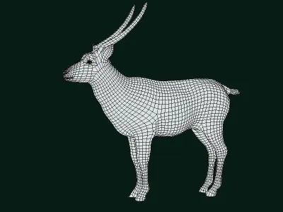 Elliptical Waterbuck Antelope Low-poly 3D model