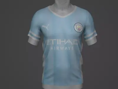 Manchester City Football Jersey T-Shirt - Soccer Kit Low-poly 3D model