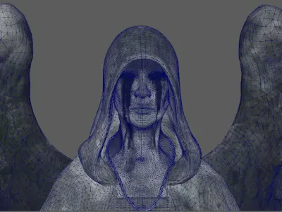 Angel and Devil Sculpture Low-poly 3D model