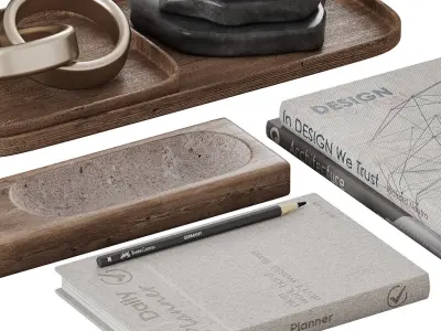 90 Decorative Coffee Table Set 3D model