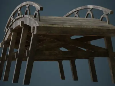 Plank Bridge 1B Low-poly 3D model