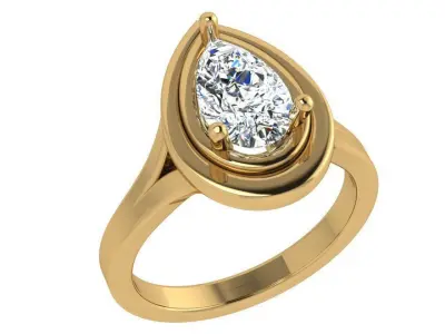Pear Solitaire Ring 3864 3D print model