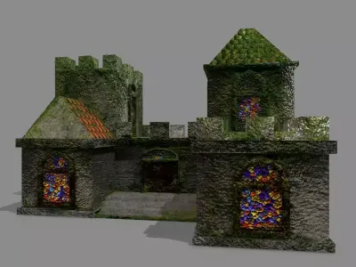 Castle with ivy Low-poly 3D model
