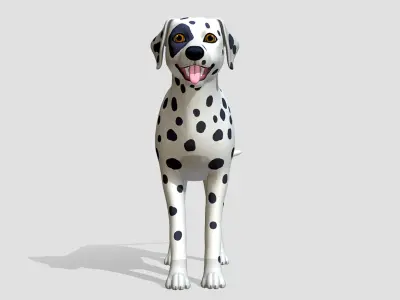 Cartoon Dog - Dalmatian Low-poly 3D model