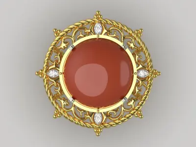 Solid Gold Ring with Agate jr00149 3D print model