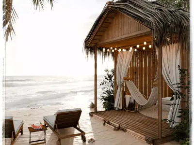 Beach House Blender Scene - SUNRISE 3D model