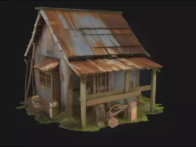 Rustic Cabin Retreat  Cozy Wilderness Escape in 3D Form 3D model