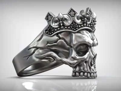 Skull Head Queen Tiara Diamond Ring 3D print model