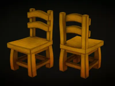 Stylized Wooden Chair 01 Low-poly 3D model
